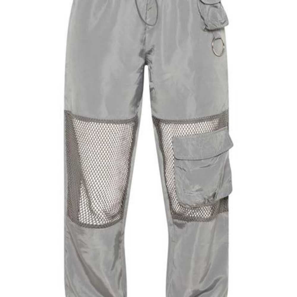 PLT Grey Fishnet Pant Jogger Pants UK 4 US 0 - Picture 4 of 7